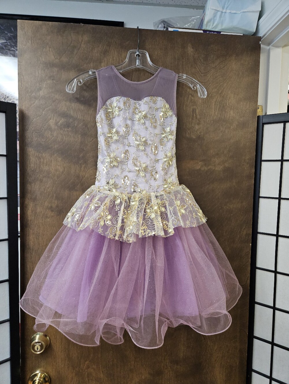Weissman Mauve And Gold Sequin Ballet Fairy Rose Glitter Dress 9495 Sz IC